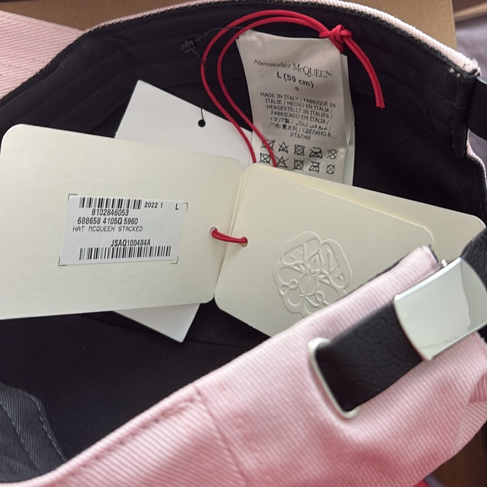 Alexander McQueen embroidered baseball cap pink size large brand new - Picture 6 of 6